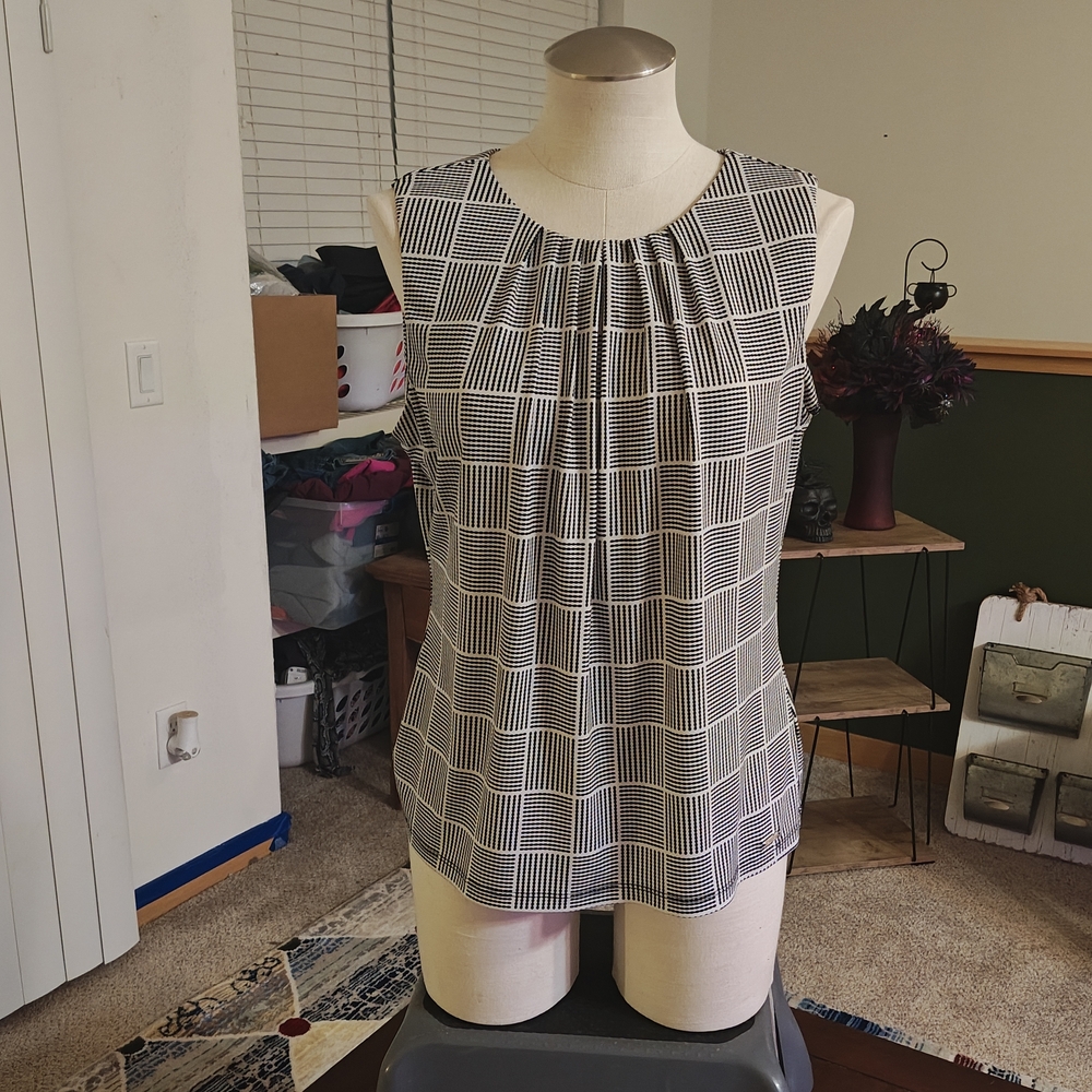 Calvin Klein Black and White Patterned Blouse